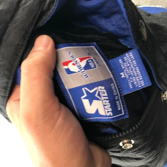 Vintage Orlando Magic Jacket Youth Medium Black Blue Windbreaker Kangaroo Pouch - Picture 9 of 15
